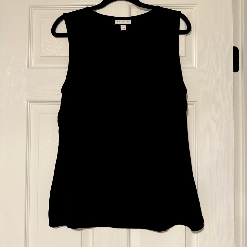 Charter Club Navy Blue Tank with Layer Detail